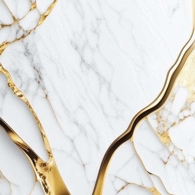 Foto realistischer flüssiger marmor mit goldenweißem luxusfußboden auf dem hintergrund