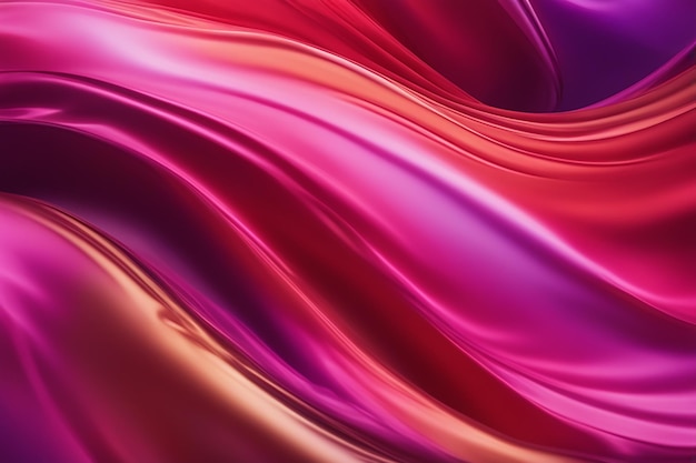 realistischer, gewellter abstrakter Hintergrund, zartes und elegantes generatives KI aus rotem und rosa Seidenstoff