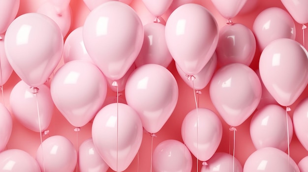 Realistischer Happy Birthday-Ballon auf weißem und rosa Hintergrund. Generative KI