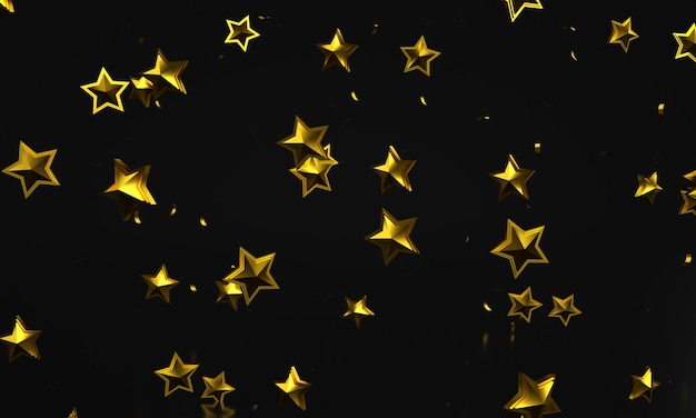 Foto realistischer metallhintergrund mit großen goldenen sternen auf schwarz