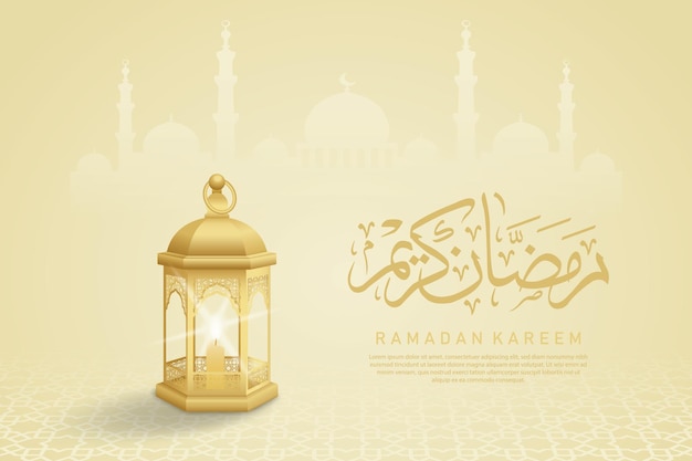 Realistischer Ramadan-Hintergrund mit Laterne und Mond-Illustration
