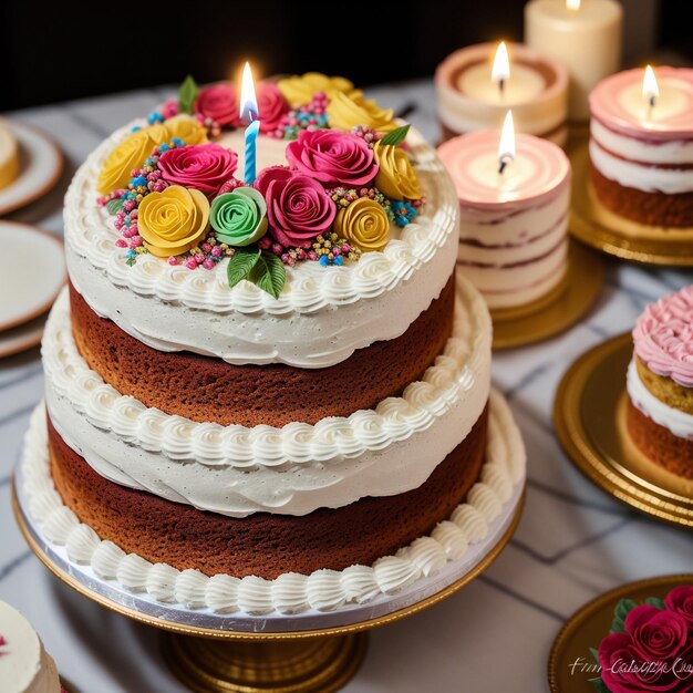 Realistischer und köstlicher Geburtstagskuchen mit aufwendigen Fondantdekorationen