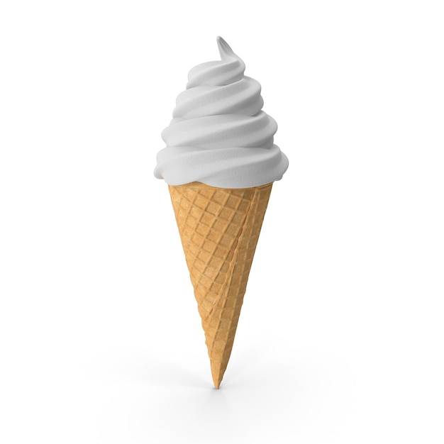 Realistischer weiches Eis-Waffelkegel Weiches Eis 3D-Rendering Sundae Wirbel in Waffelkegel
