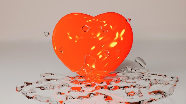 Realistisches 3D-Herz mit Wasser zum Valentinstag spezielle 3D-Darstellung