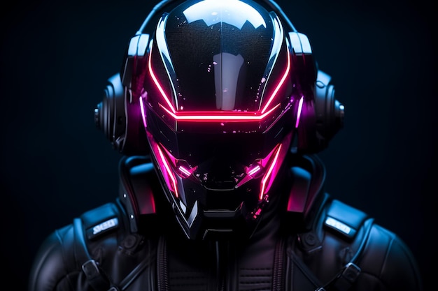 Realistisches 3D-Modell eines menschlichen Cyborgs in einer futuristischen Cyberwelt, Cyberpunk Woman Ai generiert
