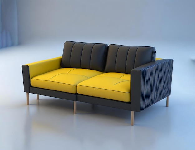 Realistisches 3D-Modell eines modernen Wohnzimmers mit Sofa