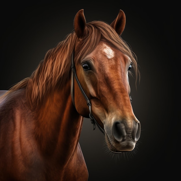 Realistisches 3D-Porträt eines braunen Pferdes Clipart