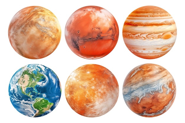Realistisches Bild verschiedener Planeten Erde Eris Humea Jupiter Mars Quecksilber auf einer durchsichtigen