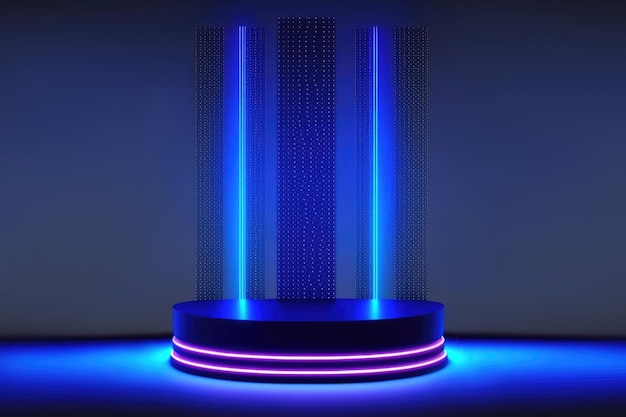 Realistisches dunkelblaues 3D-Zylinderpodest