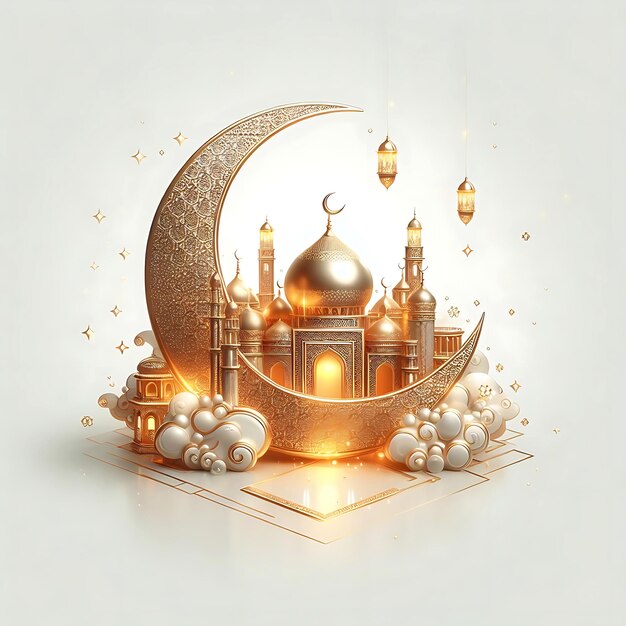 Realistisches Eid Mubarak islamisches Grußdesign