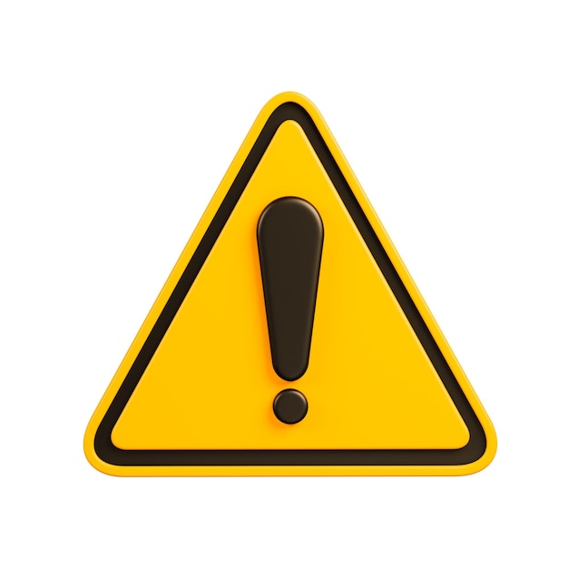Realistisches gelbes schwarzes Dreieck Warnzeichen Vorsicht Gefahrensymbol Zeichen 3D-Rendering-Illustration