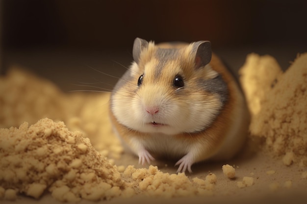 Realistisches Hamster-Tier-dunkles Hintergrundbild Ai generierte Kunst