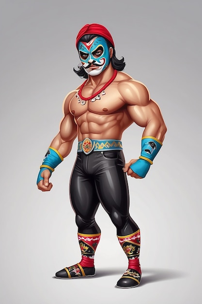 Realistisches mexikanisches Wrestler-Illustrationsdesign