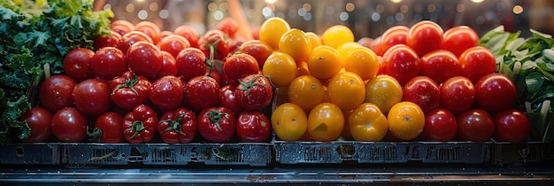 Realistisches Muster eines Bauernmarktes mit frischem Obst und Gemüse professionelle Fotografie