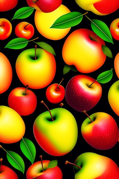 Realistisches nahtloses Muster frischer Äpfel
