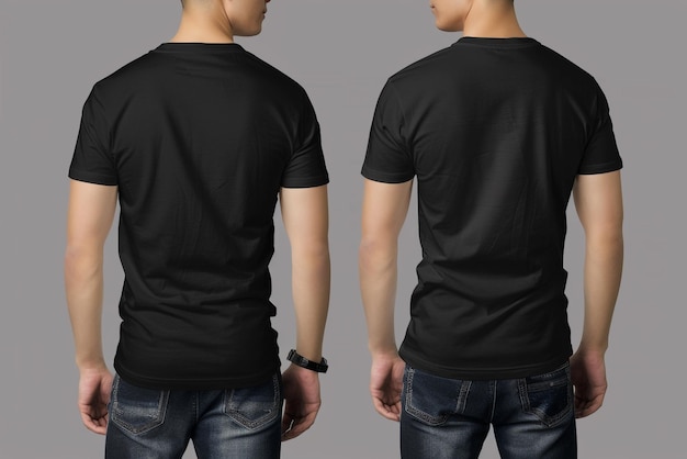 Realistisches schwarzes T-Shirt Detailliertes Baumwoll-T-Shirt Isoliert auf durchsichtigem Hintergrund