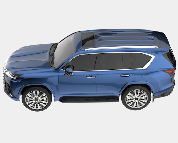 Realistisches SUV-Auto isoliert auf Hintergrund 3D-Rendering-Illustration