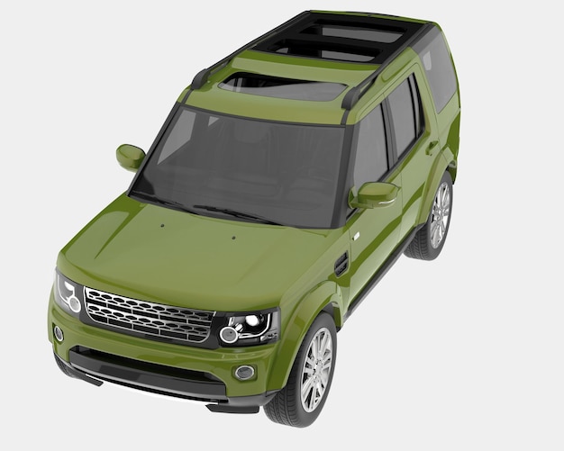 Realistisches SUV-Auto isoliert auf Hintergrund 3D-Rendering-Illustration