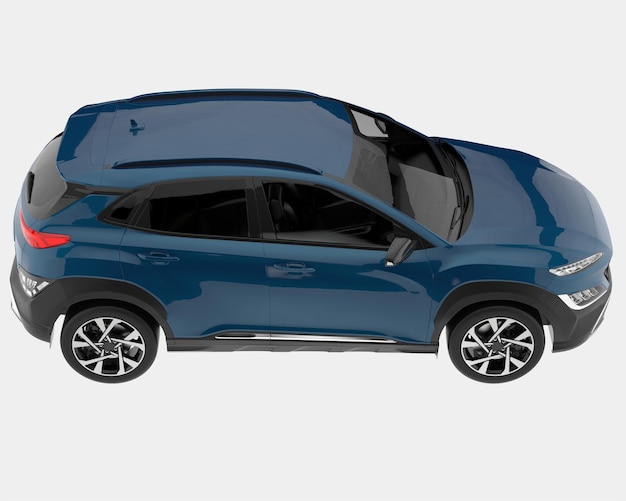 Realistisches SUV-Auto isoliert auf Hintergrund 3D-Rendering-Illustration