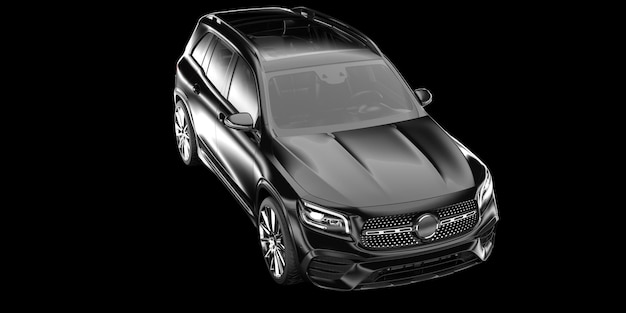 Realistisches SUV-Auto isoliert auf Hintergrund 3D-Rendering-Illustration