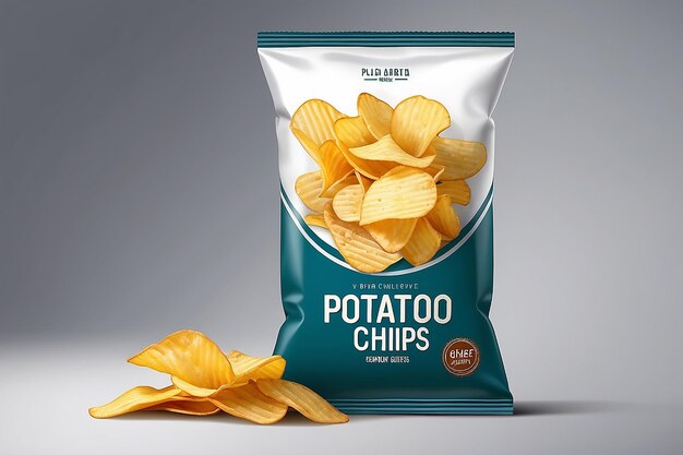 Realistisches Vektordesign Vorlage für die Verpackung von Kartoffelchips