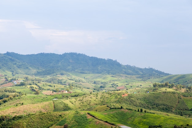 Áreas agrícolas nas montanhas