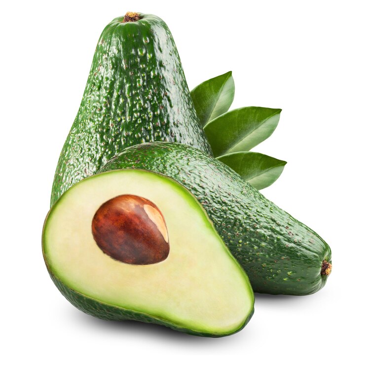 Foto rebanada de aguacate aislado en blanco