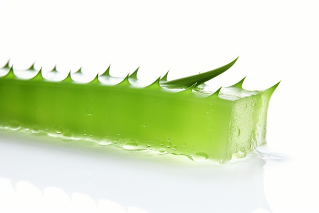 Foto rebanada de aloe vera contra un fondo blanco