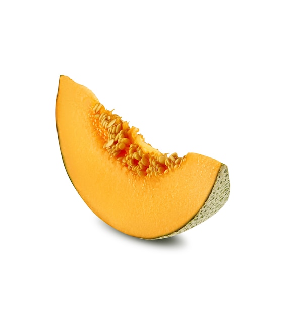 Rebanada de delicioso melón cantalupo en una sección transversal