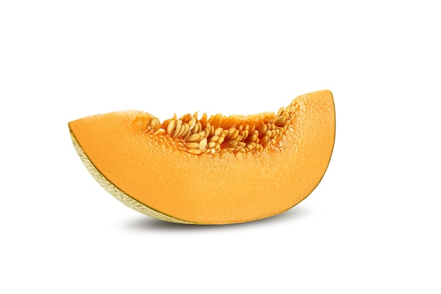 Rebanada de delicioso melón cantalupo en una sección transversal