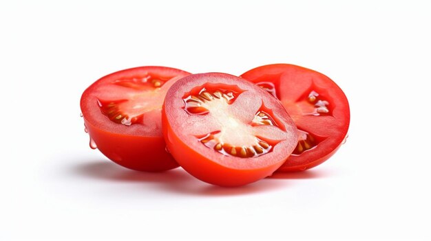 rebanada de frutas de tomate fresco aislada sobre un fondo blanco