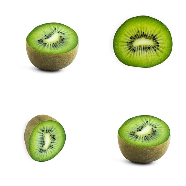 Rebanada de kiwi sobre un fondo blanco. Foto de alta calidad