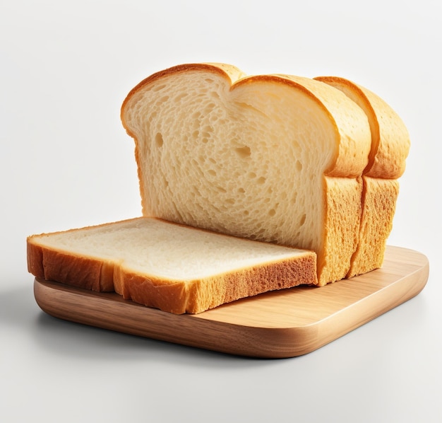 Rebanada de pan blanco aislado en blanco