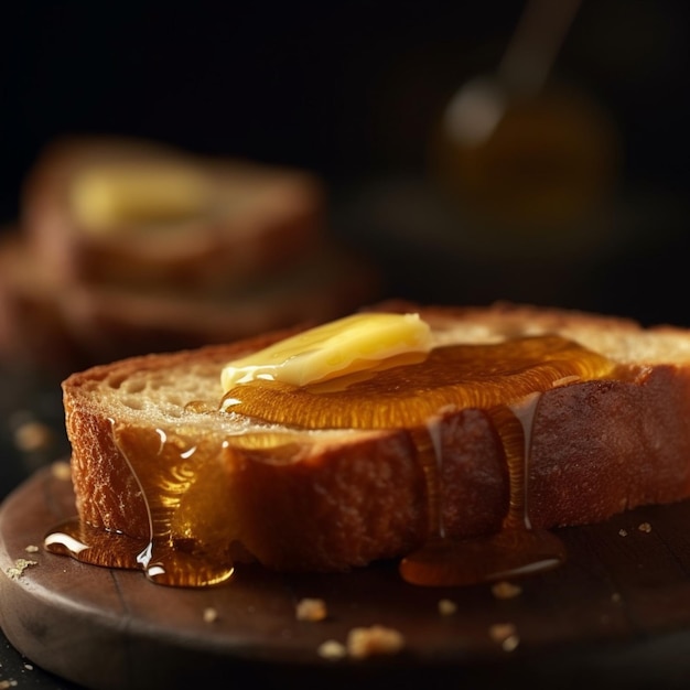 Una rebanada de pan con mantequilla