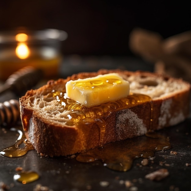 Una rebanada de pan con mantequilla