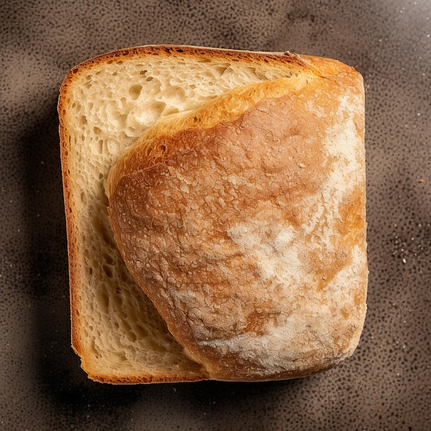 Una rebanada de pan de patata aislada sobre un fondo de madera