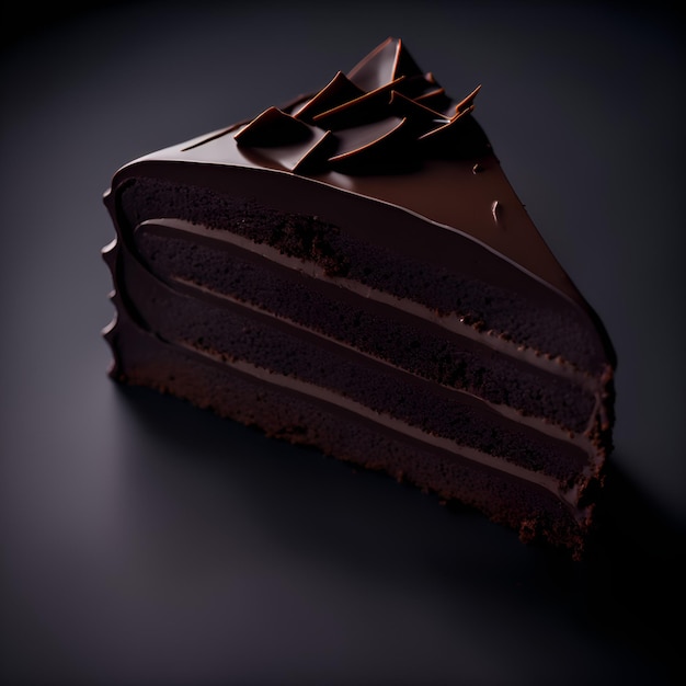 Una rebanada de pastel de chocolate con clasificación de color profesional