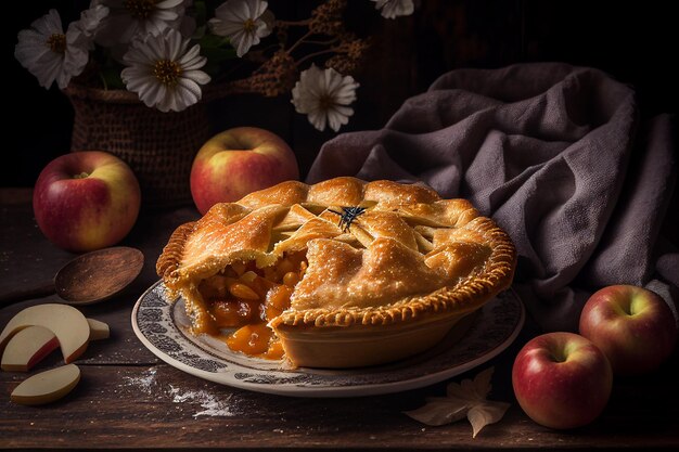 Rebanada de pastel de manzana