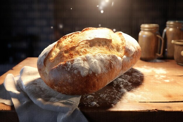 Una rebanada de perfección, la deliciosa creación de AI, pan orgánico esponjoso recién salido del horno