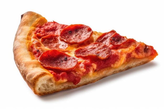 Rebanada de pizza napolitana sobre un fondo blanco IA generativa