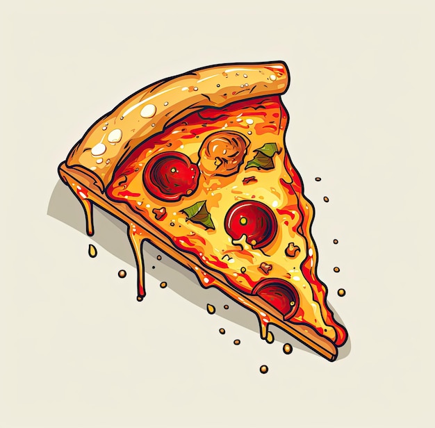 Rebanada de pizza con pepperoni y mozzarella Ilustración vectorial