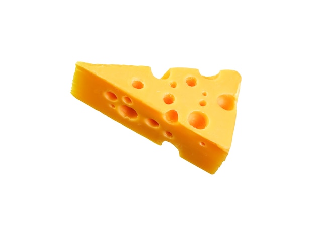 Rebanada de queso cheddar aislado