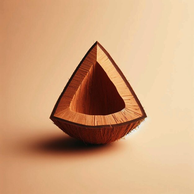 Foto una rebanada triangular de un coco de color marrón claro