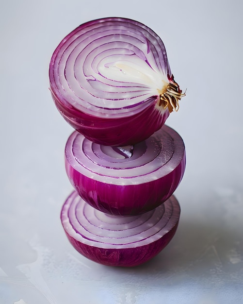 Rebanadas de cebolla roja fresca Tema de diseño de alimentos