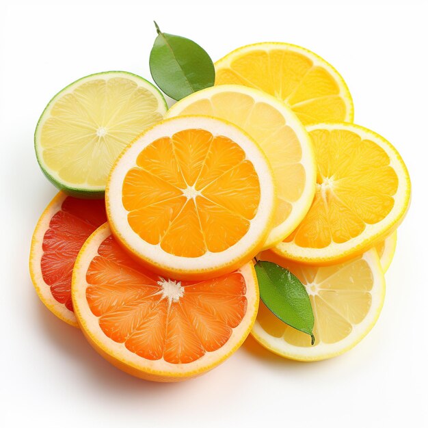 Foto rebanadas de cítricos con naranja y limón