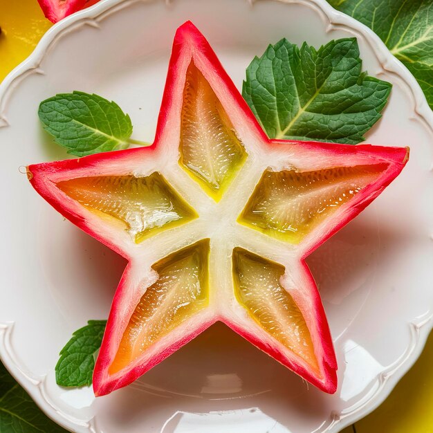 Foto rebanadas frescas de frutas de estrella exóticas