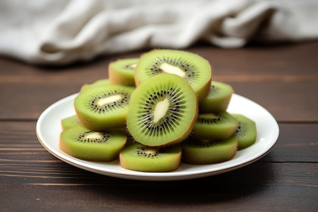 Rebanadas de kiwi en un plato blanco