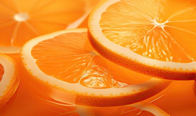 Rebanadas de naranjas vibrantes exhibidas contra un telón de fondo elegante La textura detallada y el atractivo fresco lo hacen perfecto para promociones culinarias de salud y bebidas Creadas con herramientas de IA generativas