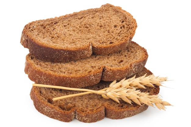 Rebanadas de pan y una espiga de trigo