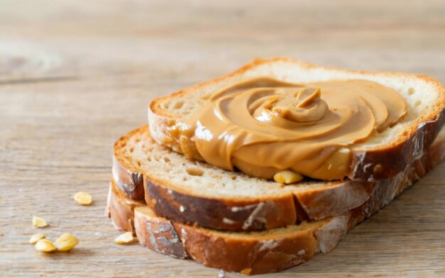 Rebanadas de pan con mantequilla de maní